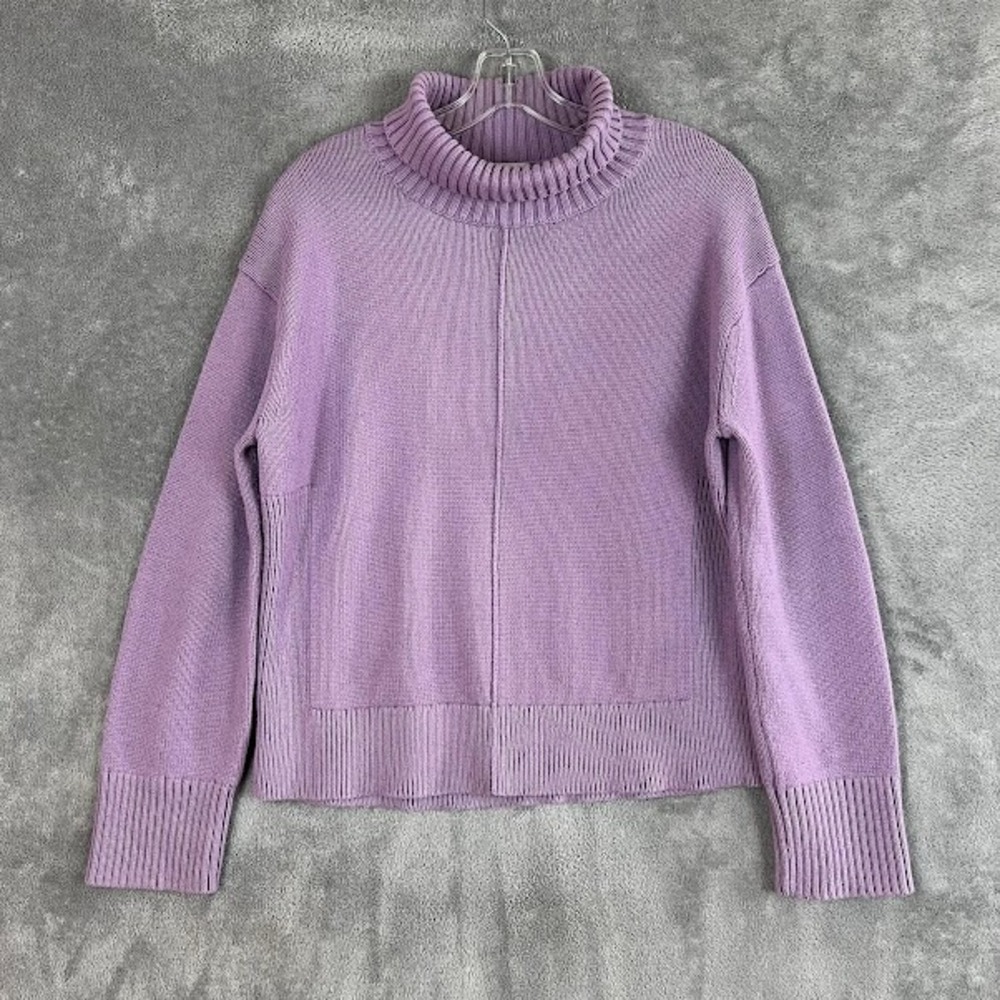 Nordstrom Organic Cotton Turtleneck Sweater Womens M Lavendar Sustainable Basics